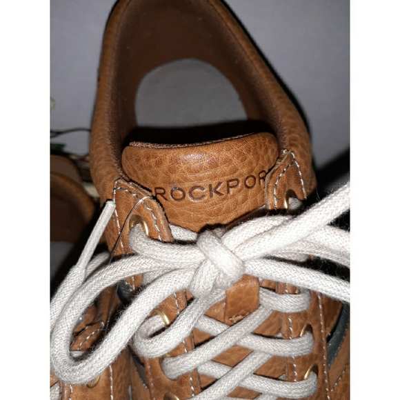 Rockport Tan Leather Lace-Up Slip-on Flat Loafer main image 8